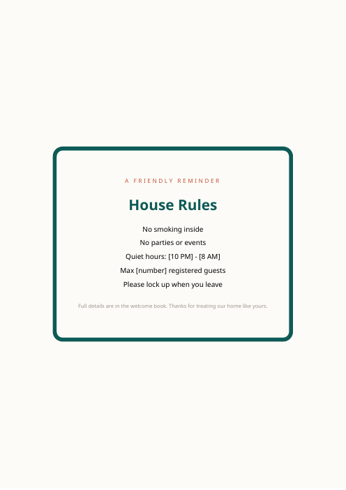Printable house rules sign